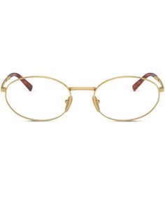 Prada Eyewear Metallic oval-frame Glasses - Farfetch Prada Eyewear, Wedding Guest Looks, Chanel 2, City Dress, Frame Glasses, Iconic Bags, Demi Fine Jewelry, Oval Frame, Summer Beach Wear