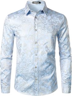 Elevate your style with our Men's Exclusive Paisley Slim Fit Long Sleeve Dress Shirt. Made for the modern man, this shirt boasts a slim fit design and intricate paisley pattern. Perfect for professional or formal occasions, it exudes confidence and sophistication. 100% Polyester/Dry Clean Only SIZE NECK CHEST WAIST SLEEVE S 14-14½″ 34-36″ 28-30″ 32-33″ M 15-15½″ 38-40″ 32-34″ 33-34″ L 16-16½″ 42-44″ 36-38″ 34-35″ XL 17-17½″ 46-48″ 40-42″ 35-36″ 2XL 18-18½″ 50-52″ 44-46″ 36-37″ 3XL 19-19½″ 54-56″ 48-50″ 37-38″ 4XL 20½-21″ 58-60″ 53-55″ 38″ 5XL 22-22½″ 62-64″ 58-60″ 38½″ Formal Long Sleeve Paisley Print Shirt, Elegant Long Sleeve Shirt With Paisley Print, Formal Collared Patterned Shirt, Fitted Collared Shirt With Paisley Print, Elegant Floral Print Shirt For Party, Elegant Floral Print Party Shirt, Formal Fitted Shirt With Paisley Print, Formal Fitted Patterned Shirt, Formal Patterned Button-up Shirt