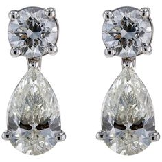 Amwaj Jewelry White Diamonds Earrings In 18 Karat White Gold Vintage Diamond Earrings, White Gold Diamond Bracelet, Pear Shaped Diamond Ring, White Diamond Earrings, White Gold Diamond Earrings, Diamonds Earrings, Gold Diamond Earrings Studs, Diamond Cluster Earrings, Gold Diamond Studs