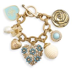 Juicy Couture Heart & Flower Charm Bracelet Turquoise One Size ($148) ❤ liked on Polyvore Flower Charm Bracelet, Heart Flower, Locket Charms, Love Charms, Heart Locket, Flower Charm, Bracelets And Charms, Heart Jewelry