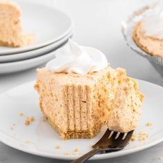 a piece of pumpkin cheesecake on a plate with a fork