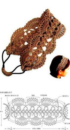 a crocheted headband with a brown hat on top of it and an image of a mannequin's head