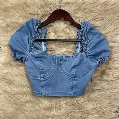 New With Tags! Fashion Nova Denim Crop Bustier Cap Sleeve, Sweetheart Neckline+Bustier, Back Zip, Crop Fit - So Cute! I Am So Sad This Didn't Work - Couldn't Accommodate My Bust (I'm A 32e) Denim Small 67% Cotton, 20% Poly, 11% Viscose, 2% Spandex Hand Wash, Lay Flat To Dry Brand New & In Perfect Condition! Smoke-Free Home! Fitted Medium Wash Denim Top With Short Sleeves, Fitted Denim Top With Short Sleeves, Fitted Medium Wash Short Sleeve Denim Top, Fitted Denim Short Sleeve Top, Fitted Short Sleeve Medium Wash Denim Top, Fitted Denim Blue Tops For Summer, Fitted Dark Wash Short Sleeve Tops, Non-stretch Denim Blue Trendy Tops, Trendy Fitted Medium Wash Crop Top