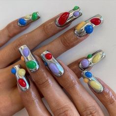 3d Blob Nails, Blob Nail Art, Chrome Blob Nails, 3d Nails Acrylic, Nail Details, Ig Nails, Gender Euphoria