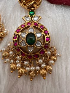 Nakshi Jadau Kundan Floral Color Earrings Pushback earringsColor : GoldenSize : Length : 2.75 Inches; Weight : 20 grams eachStones : Kundan --Color-- Stone Pearls Jadau Earrings, Color Earrings, Color Stone, Floral Color, Social Events, Indian Jewelry, Stone Color, Stone, Floral