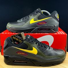 Nike Air Max 90 Gortex Black/Tour Yellow-Cargo Khaki Dj9779-001 Men's Size 9 >Brand New Never Worn And In Amazing Condition, Comes With Box! (Missing Lid) No Rips/Tears/Stains Anywhere On The Shoes. If You Have Any Questions Please Message Me And I’ll Get Back To You As Quickly As Possible. All Items Are Packaged With Care And Shipped Within 1 Business Day. >If You Like This Pair Of Shoes You May Like Some Of My Other Pairs As Well, I Have Over 1,000 Pairs To Choose From I Give Discounts On All Nike Green Hiking Sneakers, Nike Sneakers With Air Max Cushioning For Hiking, Functional Yellow Fade-resistant Sneakers, Functional Fade-resistant Yellow Sneakers, Black Gore-tex Sneakers With Cushioned Footbed, Sporty Sneakers With Air Max Cushioning And Gore-tex, Sporty Gore-tex Sneakers With Air Max Cushioning, Nike Waterproof Gore-tex Sneakers, Yellow Waterproof Sneakers For Sports