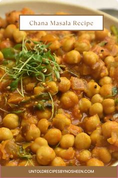 chana masala recipe with chickpeas in a bowl