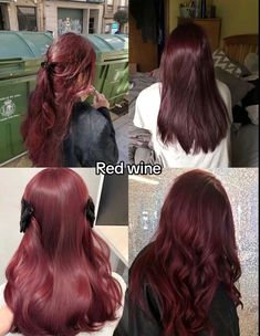 Red Hair Swatches, Red On Brown Hair No Bleach, Dark Wine Red Hair, Wine Hair Color, Haircut Inspo, Wine Red Hair