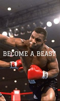 an image of a man boxing with the words become a beast