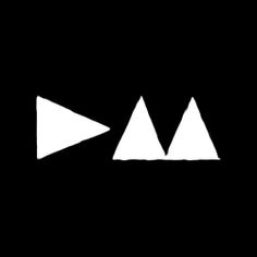 two white triangles on a black background, with one triangle in the center and another triangle at the bottom