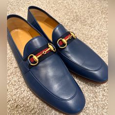 According To Gucci It’s A 7.5 But Will Fit An 8 In My Experience Designer Blue Loafers For Work, Designer Blue Calf Leather Loafers, Gucci Blue Formal Loafers, Gucci Loafers, Shoes Brand, Gucci Men, Gucci Shoes, Shoe Lover, Shoe Brands