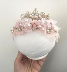 Crown headband with florals, fits newborn thru sitter. Please allow up to 2 weeks for this item to ship as it is made to order Mini Crown, Halo Headband, Crown Headband, Romper Dress, Small Flowers, Photo Sessions, Headpiece, Crown, Beads