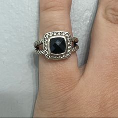 Ring Is About 10 Years Old So Def Has Some Wear To It But Still In Great Condition As I’ve Hardly Worn It And Haven’t Worn It At All In Years And With A Good Cleaning Could Look Brand New. Can Take Better Pics If Needed. Black Onyx Ring David Yurman, Designer Black Ring With Black Enamel, Designer Black Enamel Ring, Designer Black Rings For Anniversary, David Yurman Jewelry, 6 Rings, Black Onyx Ring, Ring Color, Onyx Ring