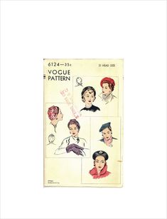 an old fashion magazine cover with different women's hats on the front and back