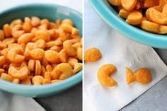 two pictures side by side one has cheetos in it and the other is fried