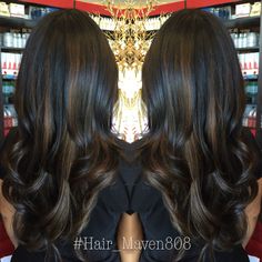 Hair Up With Layers, Half Head Highlights Black Hair, Dark Brown Hair With Caramel Highlights Balayage Long Layered, Brown Hair With Black Highlights, Winter Highlights, Reverse Balayage, Latina Hair, Black Hair Balayage, Dark Brunette Hair