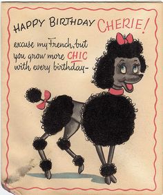 a happy birthday card with an image of a poodle