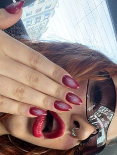 Red Nails Aesthetic Design, Almond Baddie Nails, Heat Nails, Ora Nails, Kutek Disney, Nails Today, Classy Acrylic Nails, Makijaż Smokey Eye