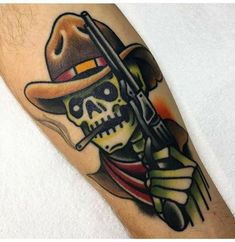 American Traditional Cowboy Tattoo, Traditional Cowboy Tattoo, Mariachi Tattoo, Traditional Tattoos Ideas, Rockabilly Tattoo Designs, Western American Traditional Tattoo, Rockabilly Tattoos, Scandinavian Tattoo