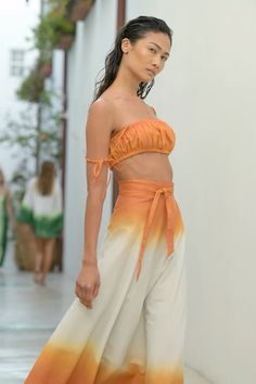 Discover the latest in seasonal fashion with our NEW Naranja Wrap Circle Skirt and Matching Ruched Bandeau Top. Featuring tie shoulder straps and hand-painted watercolor ombré prints, it's the perfect Spring and Summer outfit. Explore our collection of Summer dresses and skirts at SHOPSIGAL.COM

Elevate your wardrobe with versatile options suitable for every occasion: beach party dress, spring party outfit, stunning cocktail attire, perfect vacation skirt, printed matching sets, women’s style, women’s floral outfit, summer skirt, spring skirt, and spring outfit. Transition seamlessly from Spring to Summer with our curated selection designed to inspire. Wrap Outfit, Outfit Transition, Spring Party Outfit, Floral Outfit Summer