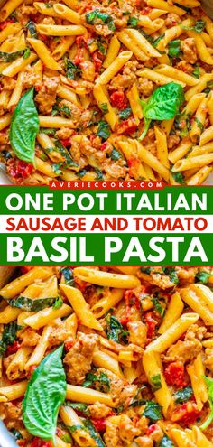 Don't miss out on this one-pot meal! It's easy and ready in just 20 minutes. Full of creamy, cheesy goodness, juicy tomatoes, and fresh basil, this Italian sausage pasta is sure to be a hit! Put this penne pasta recipe on your rotation of weeknight dinners! Hot Italian Sausage Recipes, One Pot Italian, Sweet Italian Sausage Recipes, Sausage Penne Pasta, Italian Sausage Recipes Pasta, Sausage Penne, Pasta Board, Fresh Tomato Pasta, Sausage Pasta Recipes