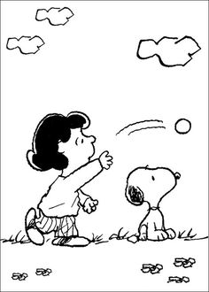 a black and white drawing of a boy throwing a ball to a person with a dog