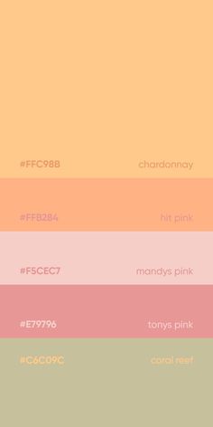 the color palette is different shades of pink, yellow and green