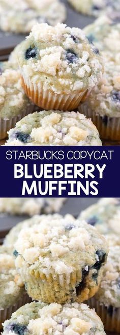 blueberry muffins stacked on top of each other with the words starbucks's copypaat written below