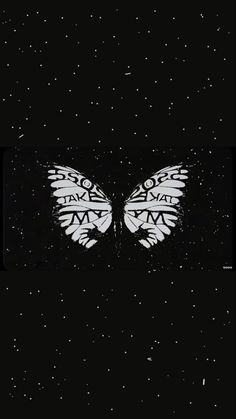 two white butterflies on a black background with stars in the sky and one has its wings spread