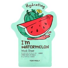 Tony Moly, I'm Watermelon, Hydrating Beauty Mask Sheet, 1 Sheet, 0.74 oz (21 g) Lavender Mask, Hydrating Sheet Mask, Essence Water, Mask Collection, Lavender Extract, Green Tea Mask, Moisturizing Face, Facial Sheet Mask, Beauty Mask