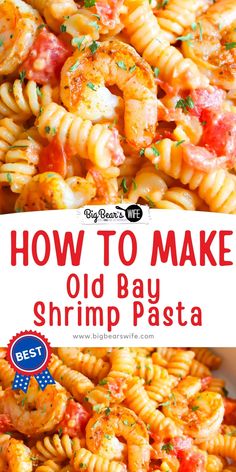 an image of shrimp pasta with text overlay