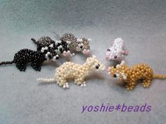 small beaded mice are arranged in a row