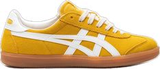 Mustard Lace-up Sneakers With Rubber Sole, Mustard High-top Sneakers With Rubber Sole, Yellow Leather Skateboarding Sneakers, Yellow Suede High-top Sneakers, Yellow Suede Sneakers For Streetwear, Yellow Lace-up Sneakers With Gum Sole, Casual Yellow Custom Sneakers With Gum Sole, Mustard Low-top Sneakers With Gum Sole, Yellow Leather Skate Shoes