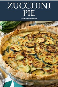 zucchini pie with text overlay