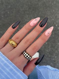 Verschiedenfarbig  Collar   Geometrisch Bunte Nägel Embellished Rocker Nails, Bombshell Makeup, Unghie Nail Art, Broken Nails, Her Nails, Makijaż Smokey Eye, Pink Nail, Nails Long, Girls Nails