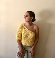 Yellow Knitted Oversized Top, Yellow Oversized Knitted Top, Yellow Knit Long Sleeve Top, Oversized Yellow Knitted Tops, Oversized Knitted Yellow Top, Chic Crochet Sweater For Summer, Oversized Crochet Sweater For Summer, Oversized Crochet Knit Tops, Casual Yellow Crochet Sweater