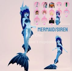 there are two mermaids that appear to be in different poses