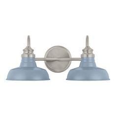 two light bathroom fixture with blue shades