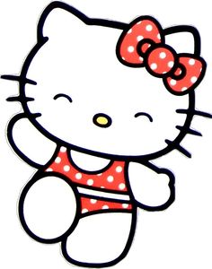 an image of a cartoon hello kitty with polka dots on it's chest and legs