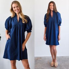 Never A Wallflower High Neck Dress In Navy Blue. Size Xs. Features Poplin Woven Fabric, High Ruffled Neck, Deep V-Cut Center, Puff Sleeves, Side Pockets, Above The Knee Short Mini Length, Oversized Fit, Pullover Style. 100% Cotton. Great Used Condition, No Notable Flaws. Retail $288. Tags: Summer, Casual, Loose, Tuckernuck, Relaxed, Date, Night Out, Modest Chest: 18" Length: 34" (Approx.)* Indigo Mini Dress For Spring, Mid-length Blue Cotton Dress, Blue Relaxed Fit Dress For Day Out, Indigo Short Sleeve Dress For Vacation, Short Sleeve Indigo Dress For Vacation, Navy Short Sleeve Dress For Vacation, Navy V-neck Dress For Brunch, Chic Blue Mini Dress With Relaxed Fit, Chic Blue Relaxed Fit Mini Dress