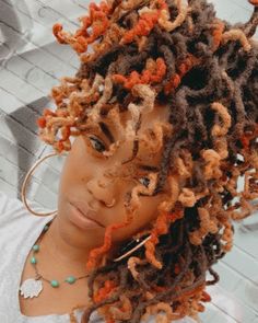 Tri Color Locs, Dreadlock Color Ideas, Loc Dye Ideas, Loc Dye, Orange Locs, Locs Color, Loc Colors, Dyed Dreads, Colored Dreads