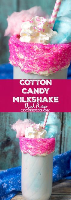 cotton candy milkshake with pink and blue sprinkles