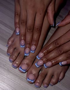 Blue Toe Nails, Milky Nails, Toe Nail Color, Blue Acrylic Nails