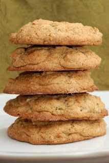 a stack of cookies sitting on top of a white plate