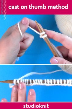 two pictures showing how to crochet the ends of yarn