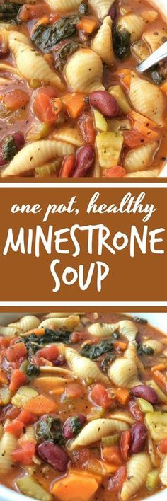 one pot healthy minestone soup with spinach and carrots