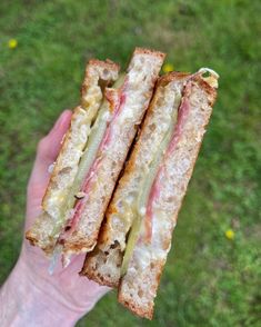 a person holding a sandwich in their hand