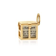 All the news that's fit to print (and wear) is yours with this front-page worthy mixed-media charm. The gold vermeil open-faced casing opens and closes with the flip of a latch and features lyrics from Frank Sinatra’s iconic New York, New York. Inside you’ll find an actual mini newspaper replica splashed with a historic headline and articles from a day that has gone down in the books. NOTE: While the newspaper is fully removable, unfold at your own risk. Mini Newspaper, Nyt Crossword, New York Newspaper, Shaker Charm, Manhattan Cocktail, Solid Gold Charms, Dope Jewelry, Vermouth, Handbag Charms