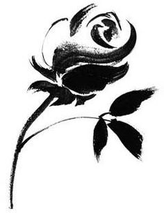 a black and white drawing of a rose