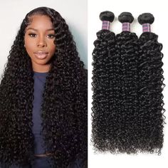 Woman showcasing long, kinky curly hairstyle next to three bundles of kinky curly Brazilian hair extensions from Ishow Beauty, natural black color. Brazilian Straight Hair Weave, Curly Hair Bundles, Curly Bundles, Brazilian Human Hair Weave, Brazilian Curly Hair, Tangle Free Hair, Straight Human Hair Bundles, Brazilian Straight Human Hair, Straight Weave Hairstyles